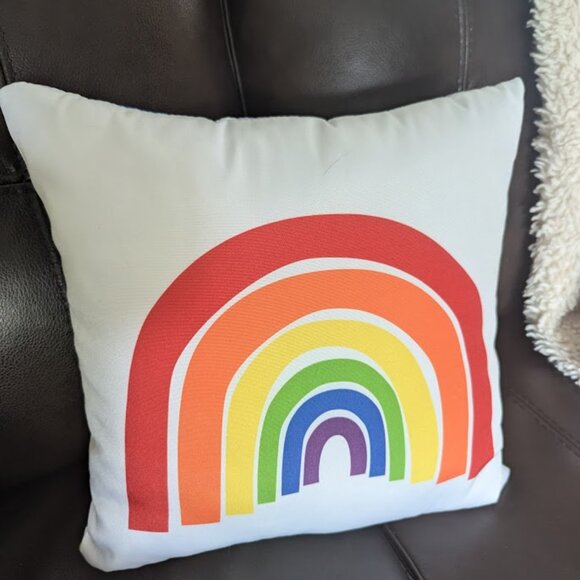 Pr Reversible Rainbow Pride Pillows 14" Square VGC - Picture 3 of 4